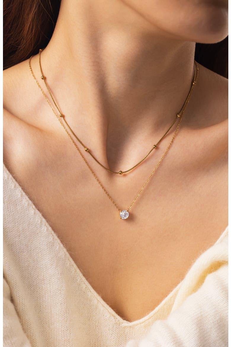 Layered Double Chain Necklace, Alternate, color, Gold