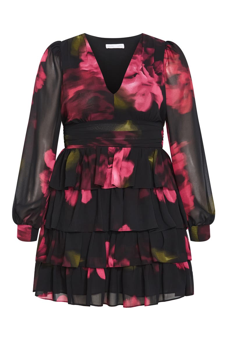 Kailey Long Sleeve Floral Print Minidress, Alternate, color, VIVID GARDEN