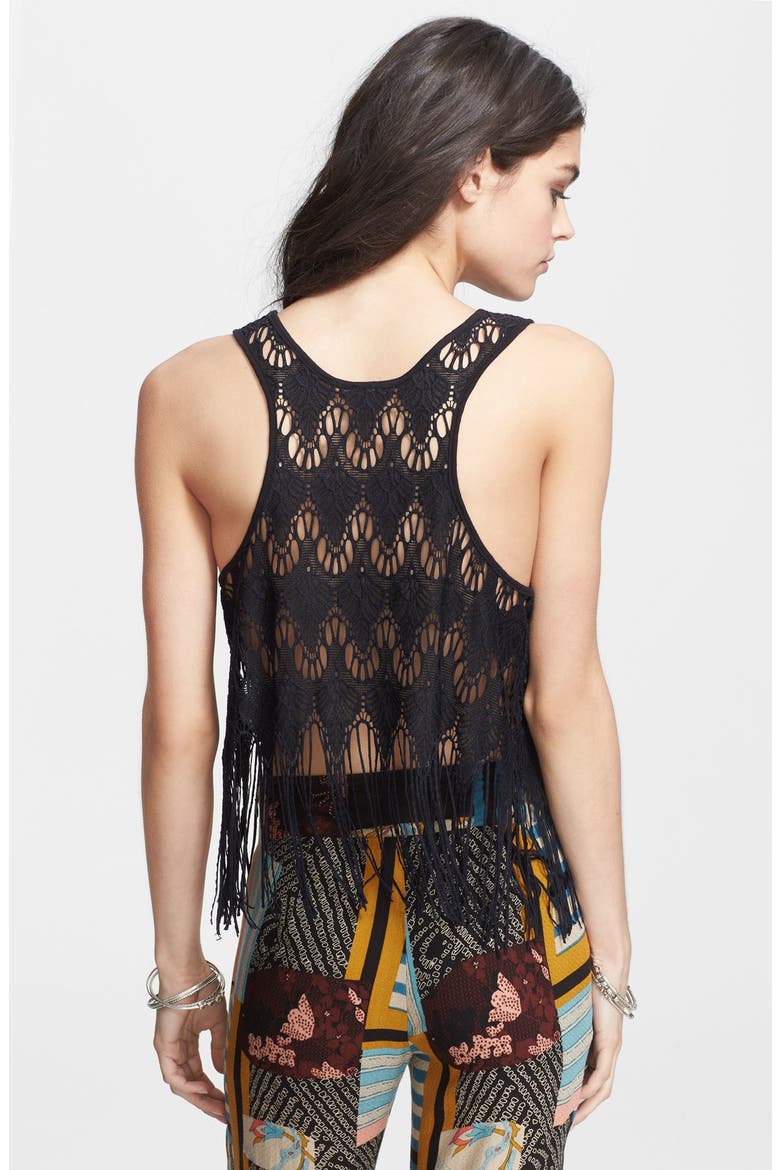 Fringed Lace Tank, Alternate, color, BLACK