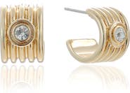 Ettika Small Ribbed Cubic Zirconia Huggie Hoop Earrings