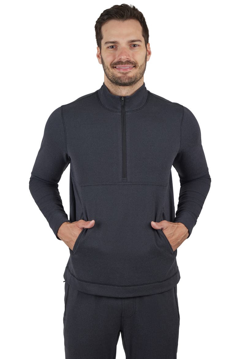 Silicon Tek Scuba Knit Half Zip Pullover, Alternate, color, BLACK
