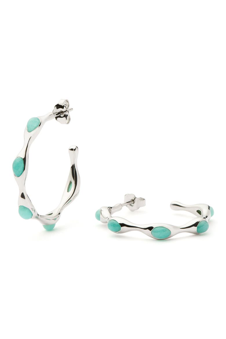 Medium Magma Hoop Earrings, Main, color, AQUA/ SILVER