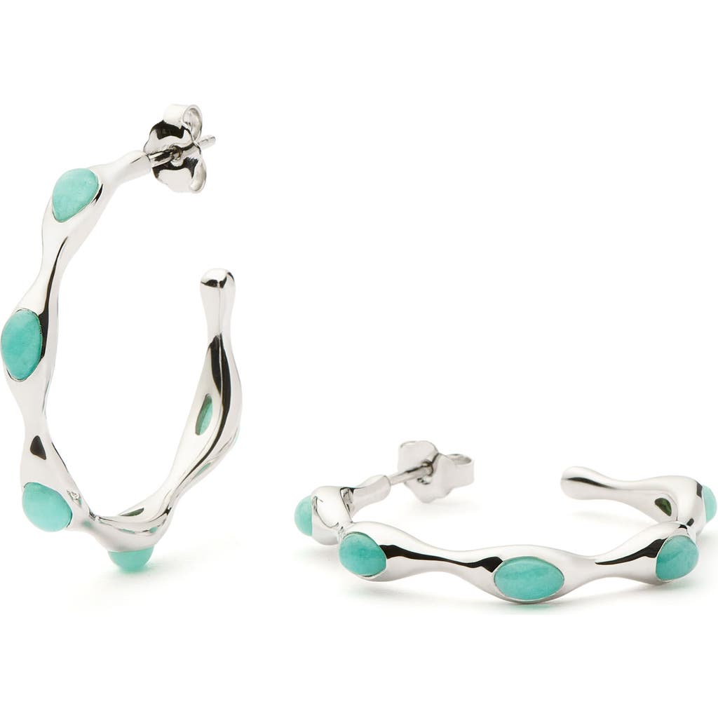 Missoma Medium Magma Hoop Earrings In Aqua/silver