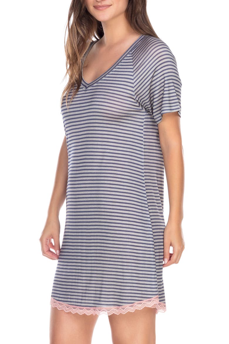 Lace Trim Sleep Shirt, Alternate, color, JASPER STRIPE
