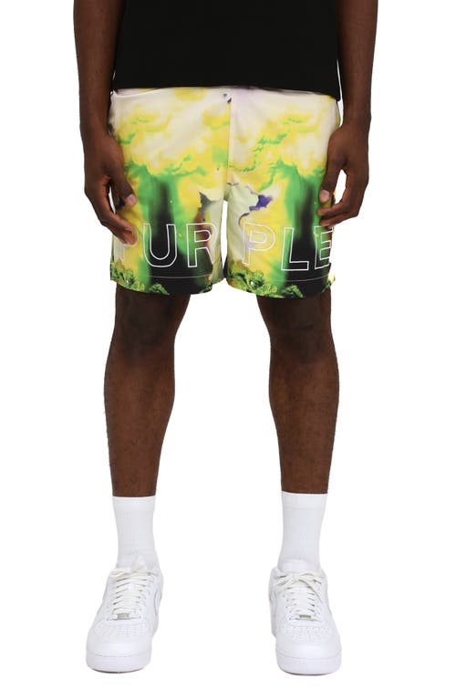 Purple Brand Wordmark Water Repellent All Around Performance Shorts In Green