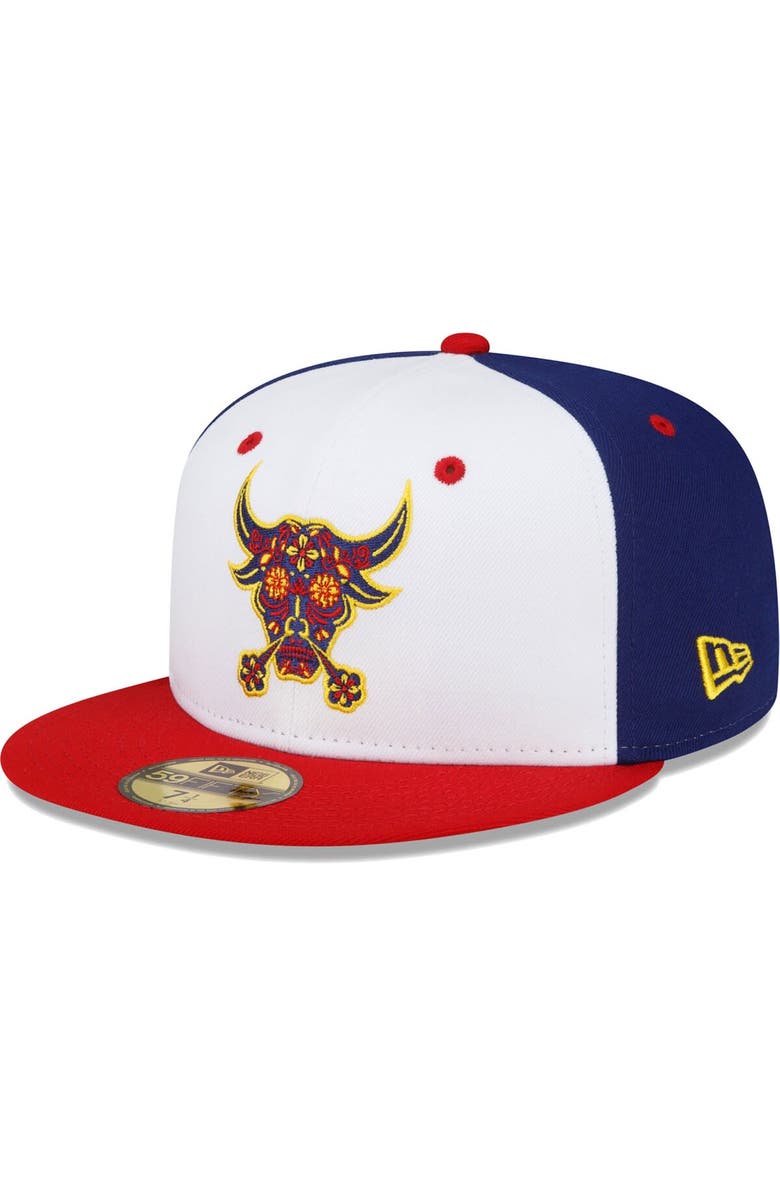 New Era Men's New Era White/Red Durham Bulls Copa De La Diversion 59FIFTY Fitted Hat, Main, color, White