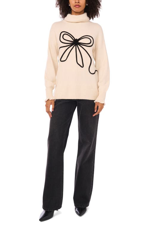 1.state Bow Turtleneck Sweater In Neutral
