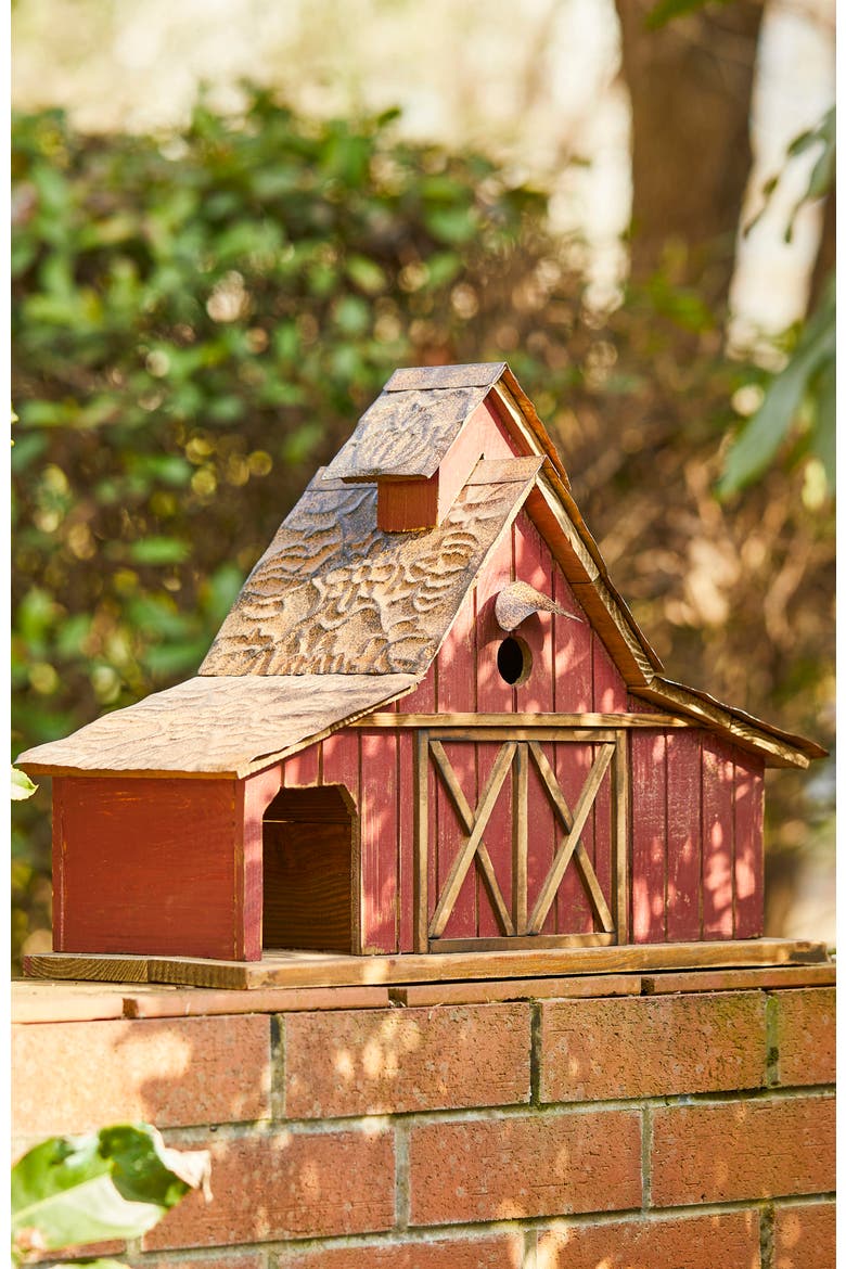 20.75"L Extra-Large Rustic Wood Barn Birdhouse, Alternate, color, Red