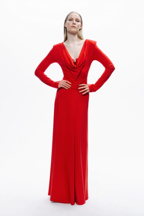 Nocturne Padded Accessory Detailed Maxi Dress In Red