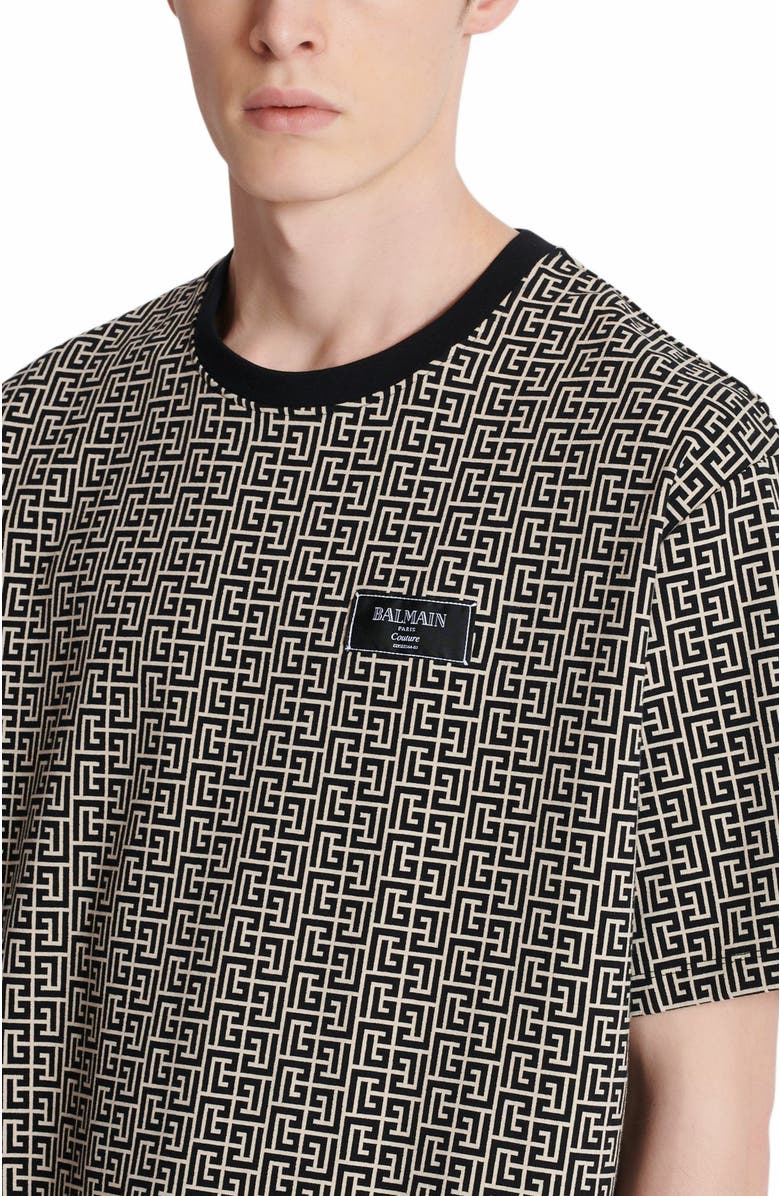 Balmain Monogram Jacquard T-Shirt, Alternate, color, Black