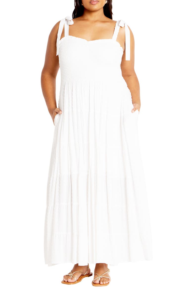 Spot Sara Dobby Maxi Dress, Main, color, IVORY