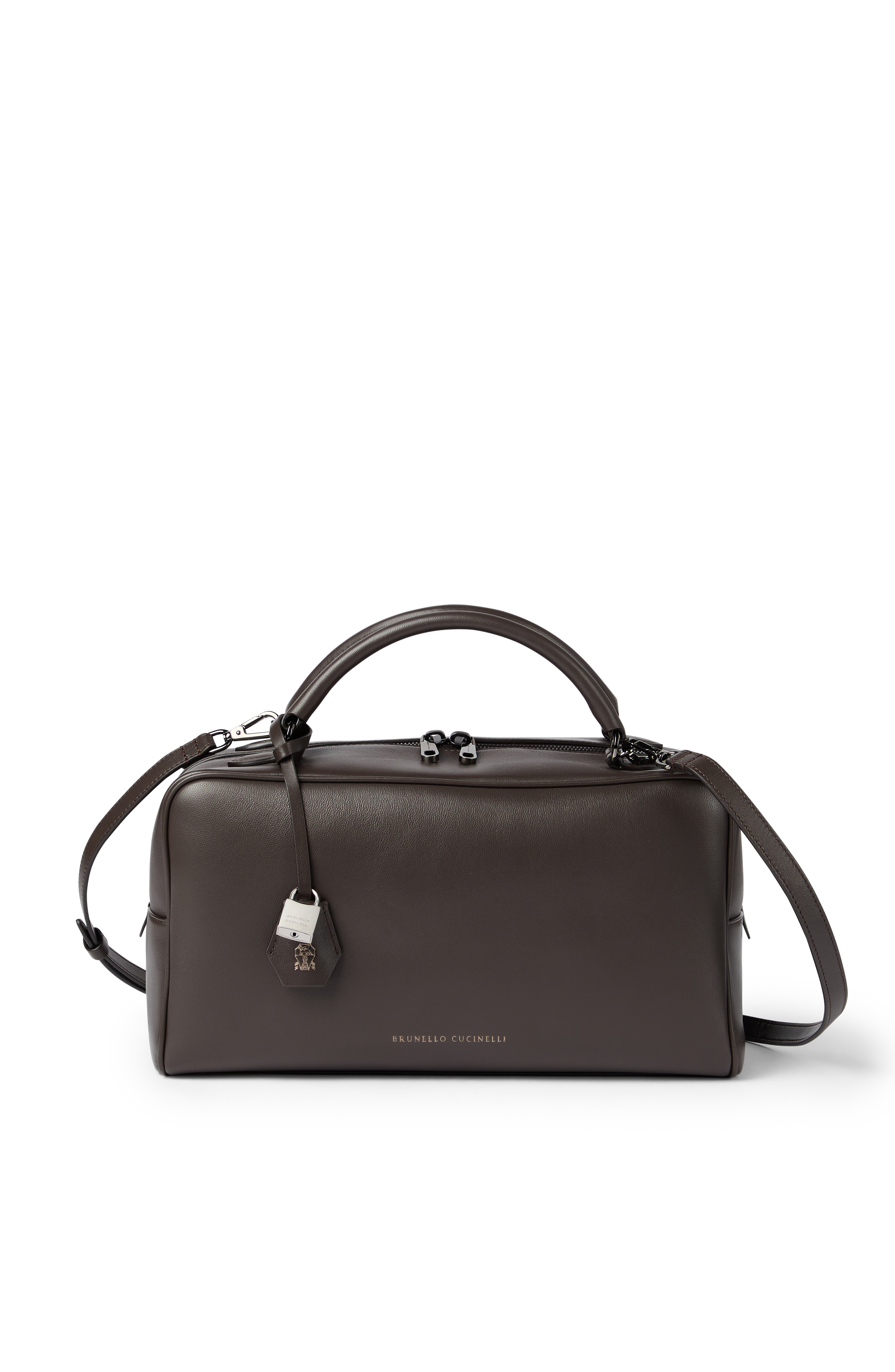 Brunello Cucinelli Nappa Boston Explorer bag, Main, color, Rust Brown