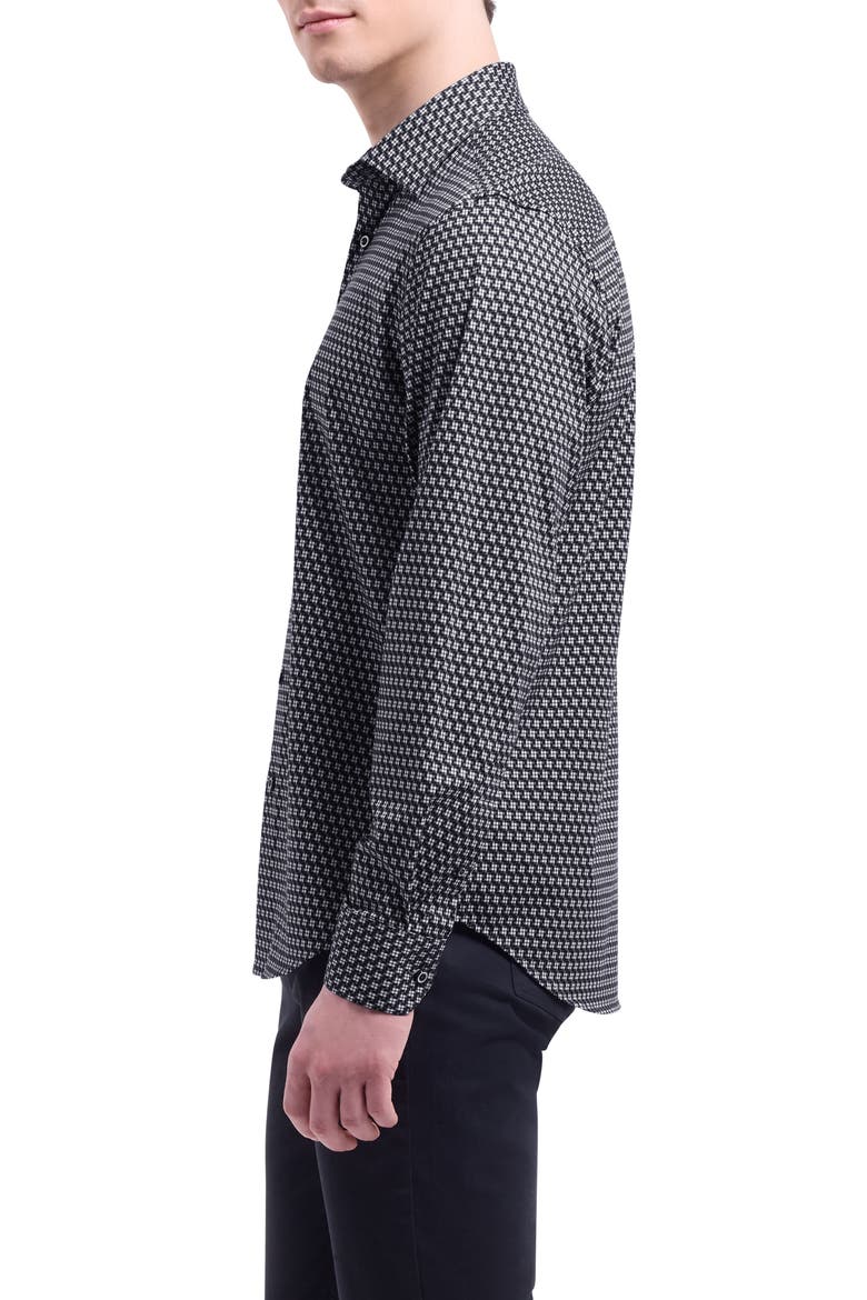 James OoohCotton® Geo Button-Up Shirt, Alternate, color, BLACK