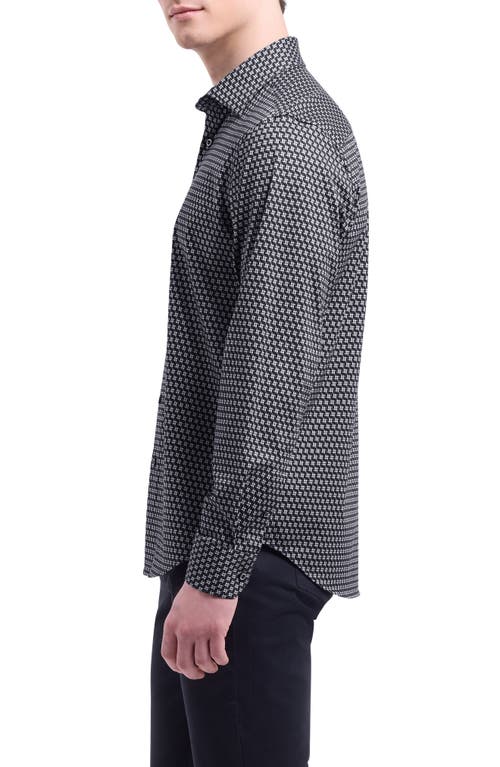 Bugatchi James Ooohcotton® Geo Button-up Shirt In Black