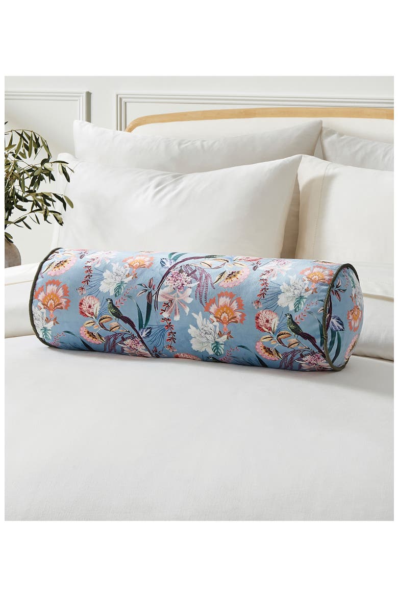 Tropical Birds Bolster Pillow, Alternate, color, LIGHT BLUE