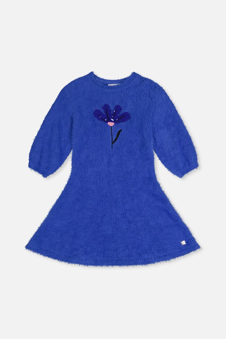 Floral Jacquard Sequin Pleated Knitted Dress, Main, color, Royal Blue
