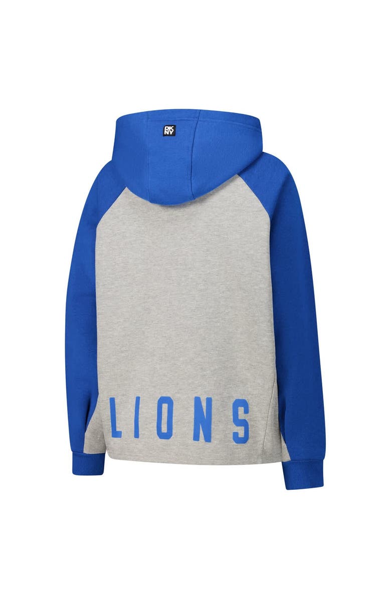 DKNY SPORT Women's DKNY Sport Gray/Blue Detroit Lions Joy Cropped Raglan Pullover Hoodie, Alternate, color, 