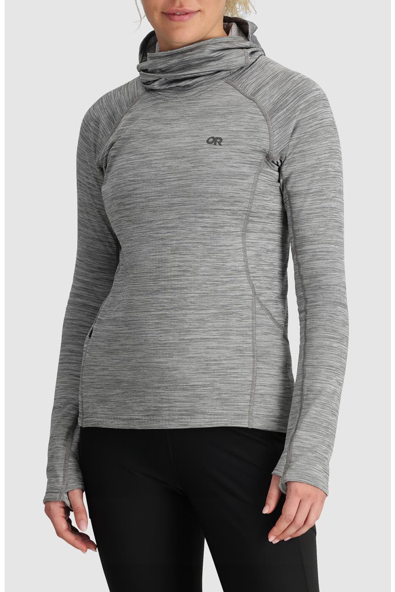 Vigor Grid Fleece Quarter Zip Hoodie, Main, color, GREY HEATHER