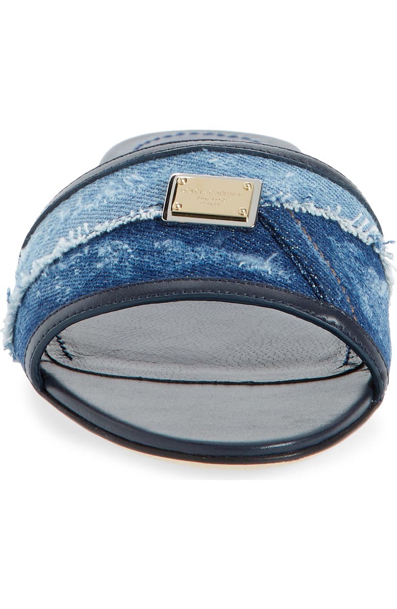 Dolce&Gabbana Sicily Denim Slide Sandal, Alternate, color,