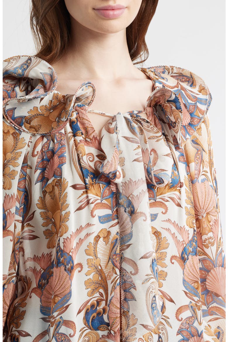Sea Garden Tie Neck Top, Alternate, color, SEA GARDEN OFF-WHITE