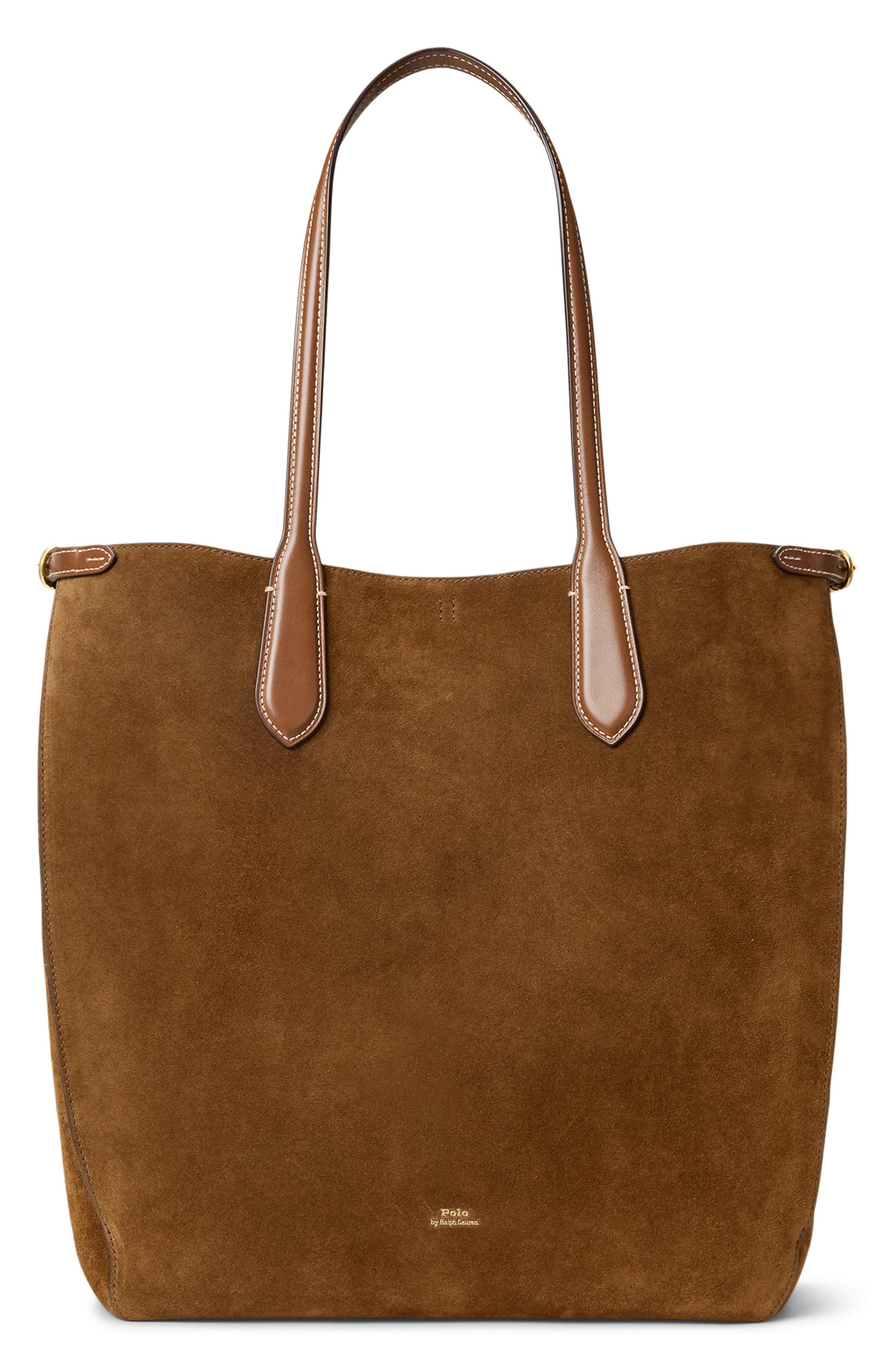 Polo Ralph Lauren Bellport Suede Tote Bag, Main, color, Cuoio