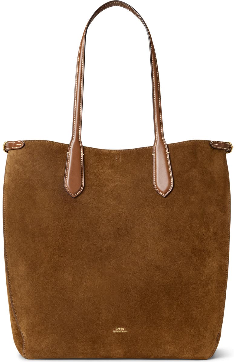 Polo Ralph Lauren Bellport Suede Tote Bag, Main, color, Cuoio
