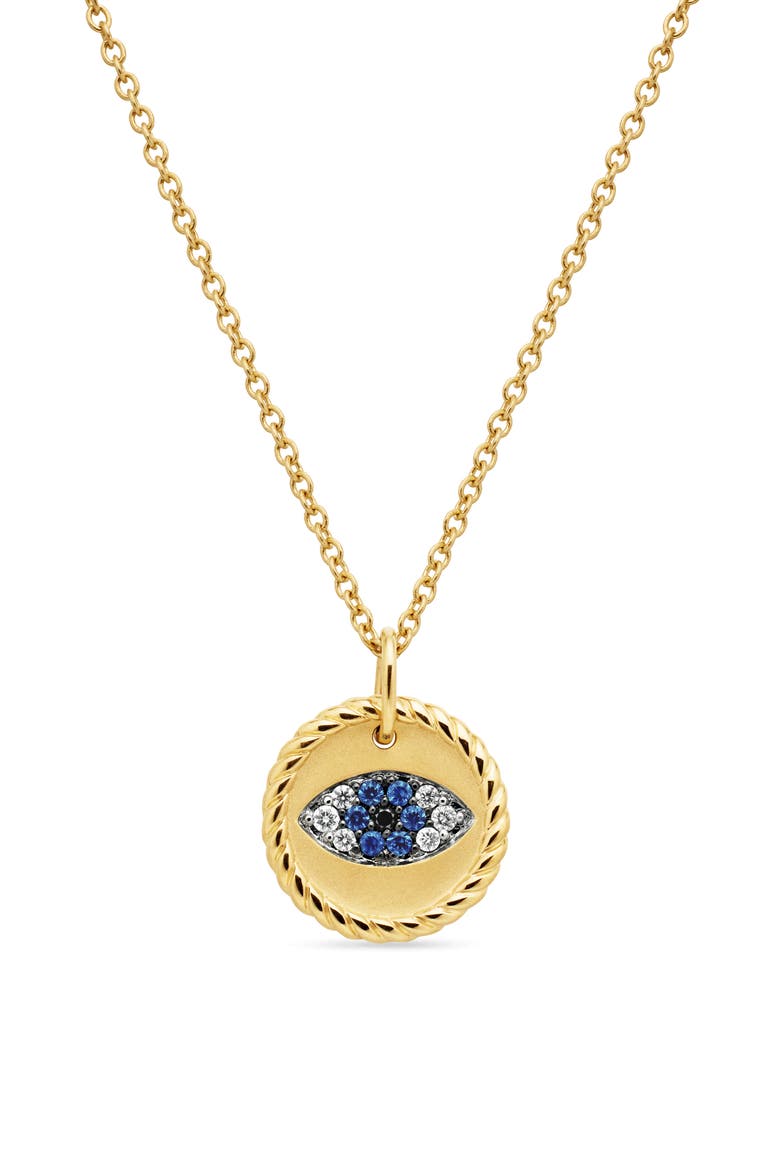 Cable Collectibles 18K Yellow Gold & Diamond Evil Eye Necklace, 11mm, Main, color, GOLD