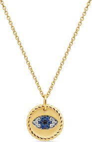 David Yurman Cable Collectibles 18K Yellow Gold & Diamond Evil Eye Necklace, 11mm