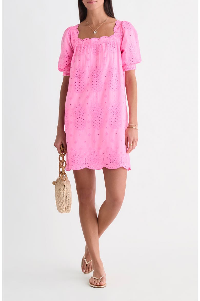 Serena Cotton Eyelet Shift Minidress, Main, color, NEON BLOOM