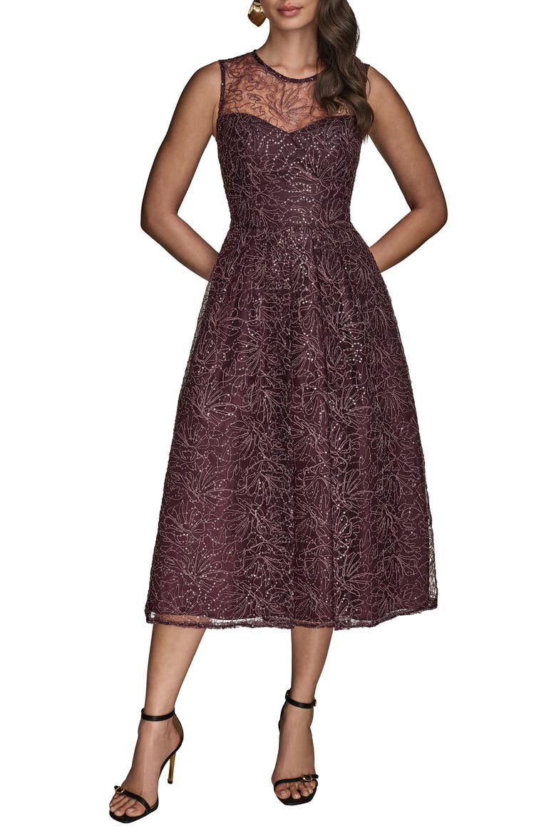 Sleeveless Sequin Cocktail Dress, Main, color, PRUNE