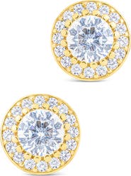 Sterling Forever Round Cut Cubic Zirconia Stud Earrings
