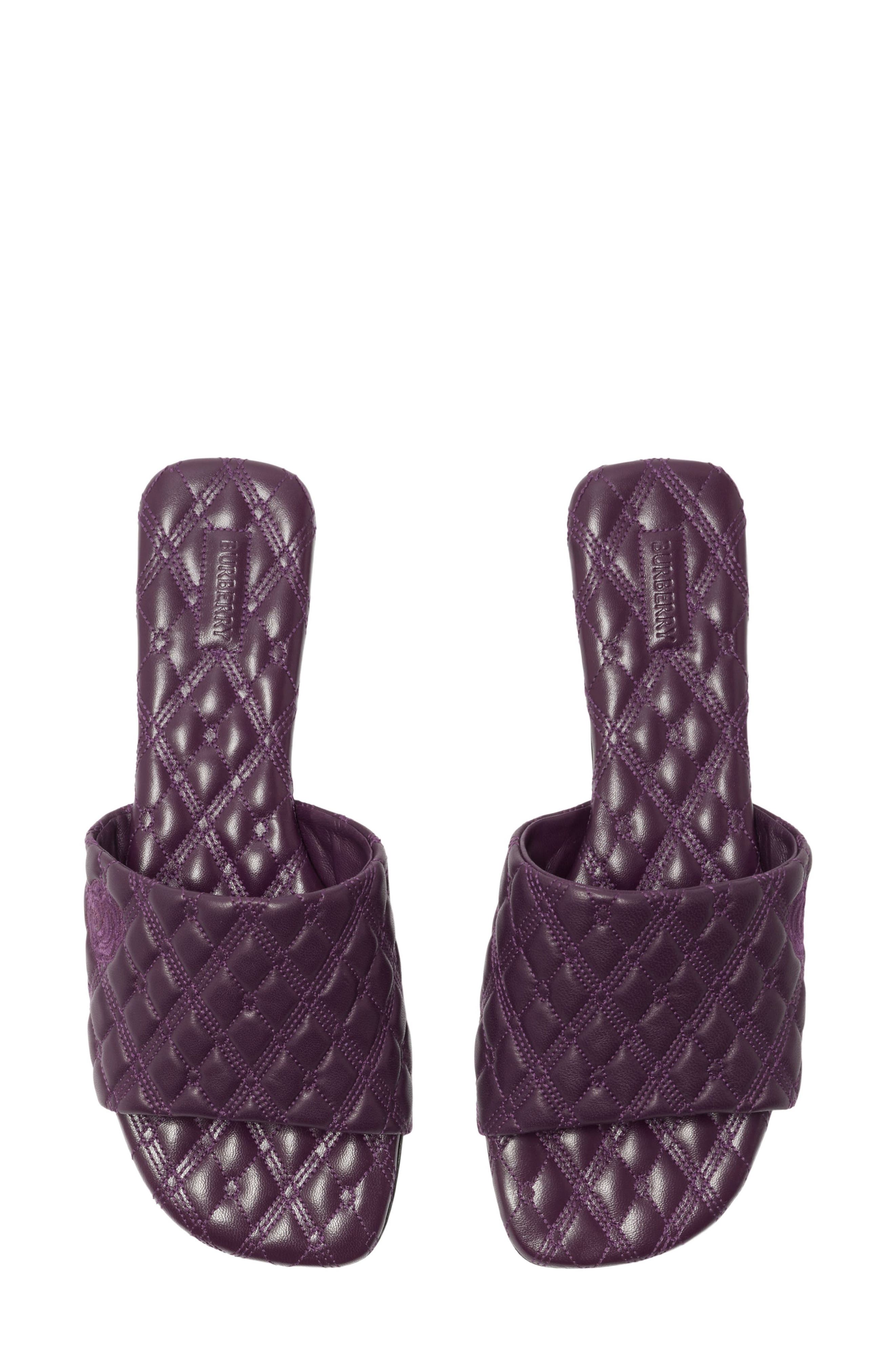 Burberry Quilted Slide Sandal, Alternate, color, Pansy