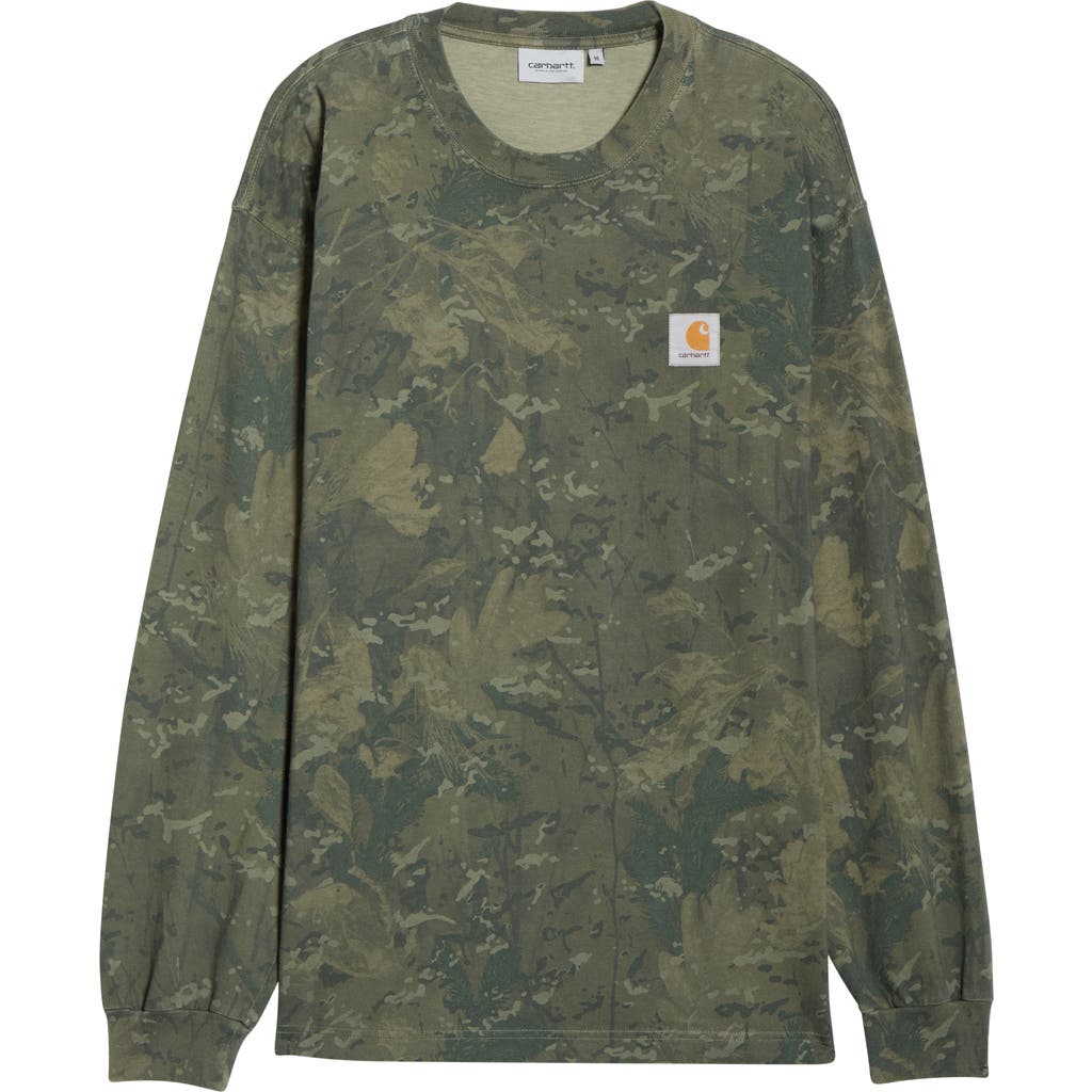 Carhartt Work In Progress Camo Combi Long Sleeve Organic Cotton T-shirt In Green