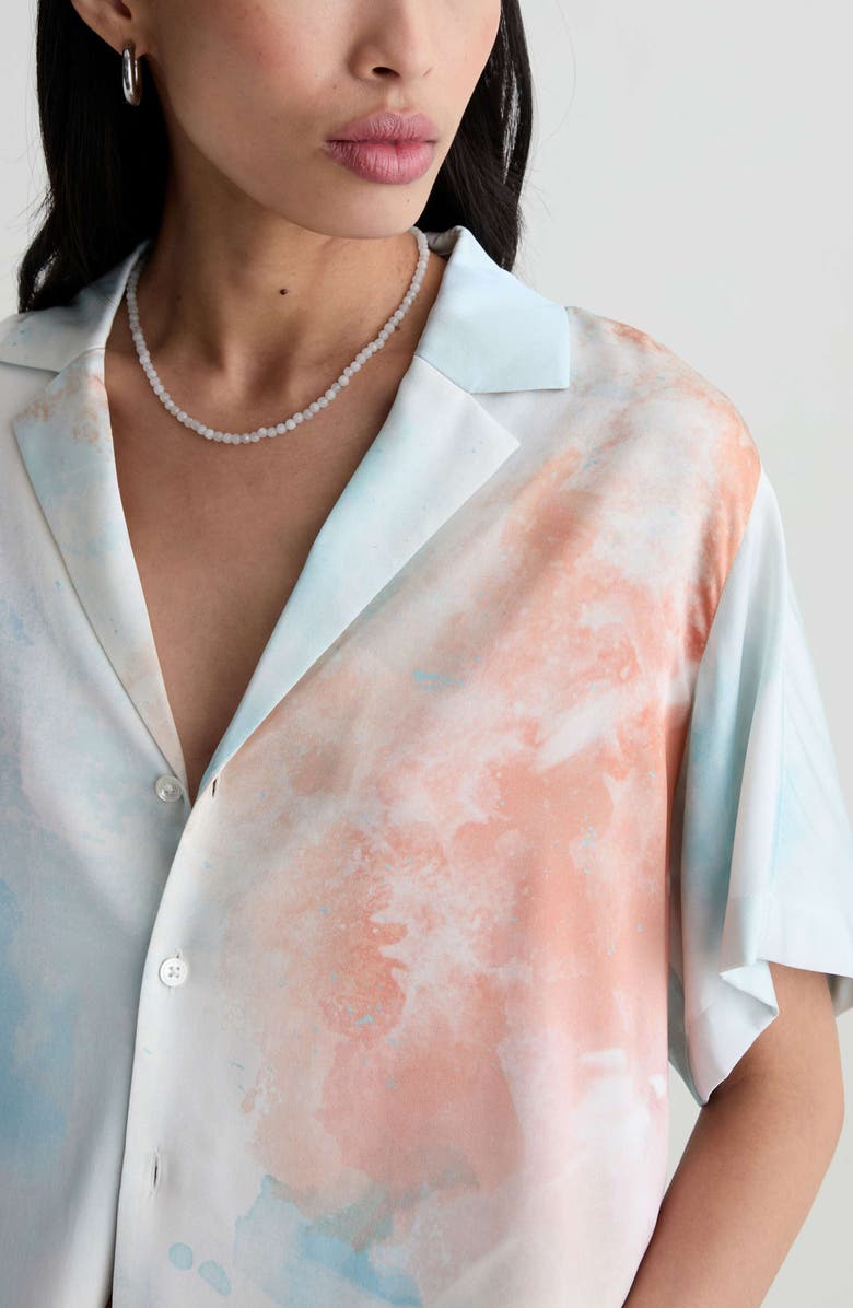 AG Long Beach Stretch Silk Camp Shirt, Alternate, color, Sunset Sips