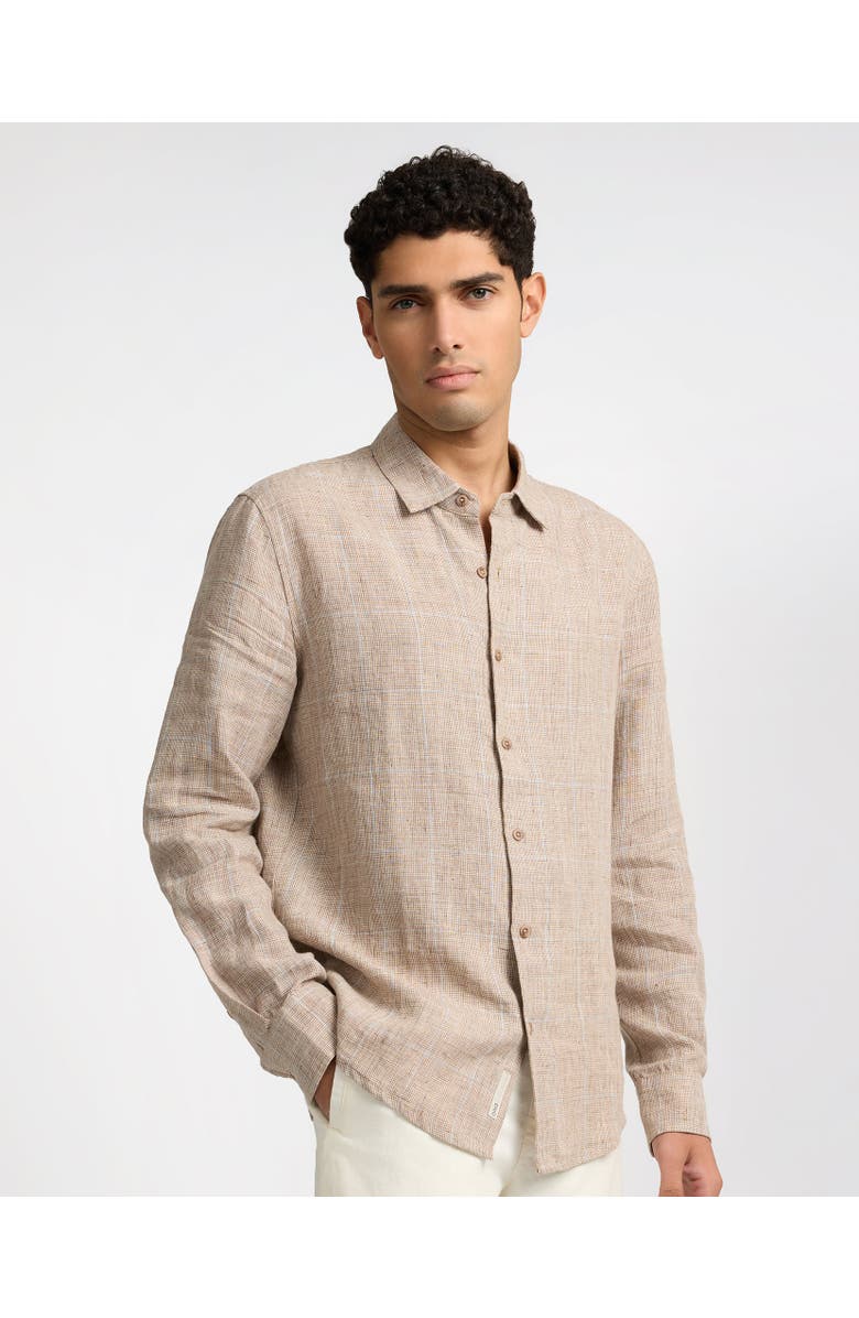 Onia Linen Long Sleeve Shirt, Main, color, Brown Multi