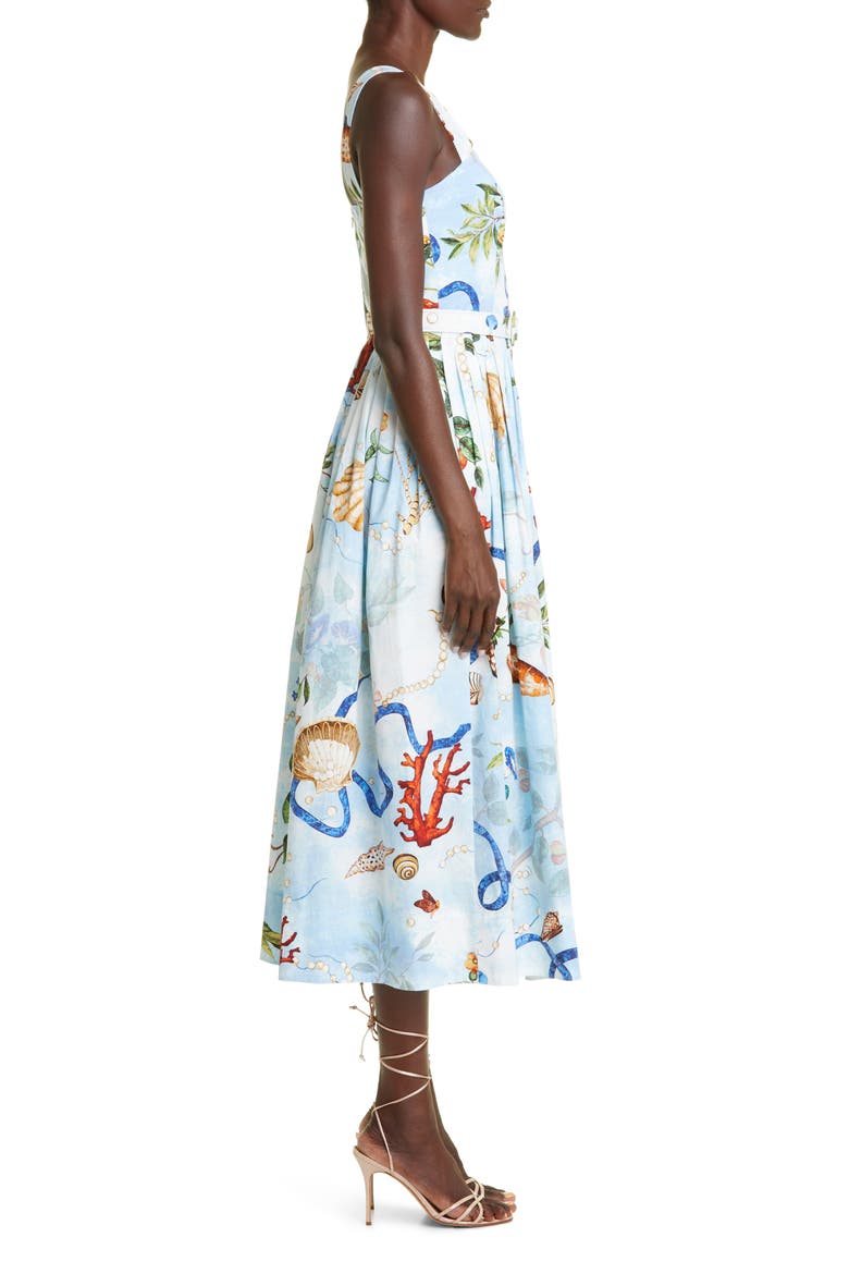 Pietre Dure Print Stretch Cotton Sundress, Alternate, color, SKY MULTI