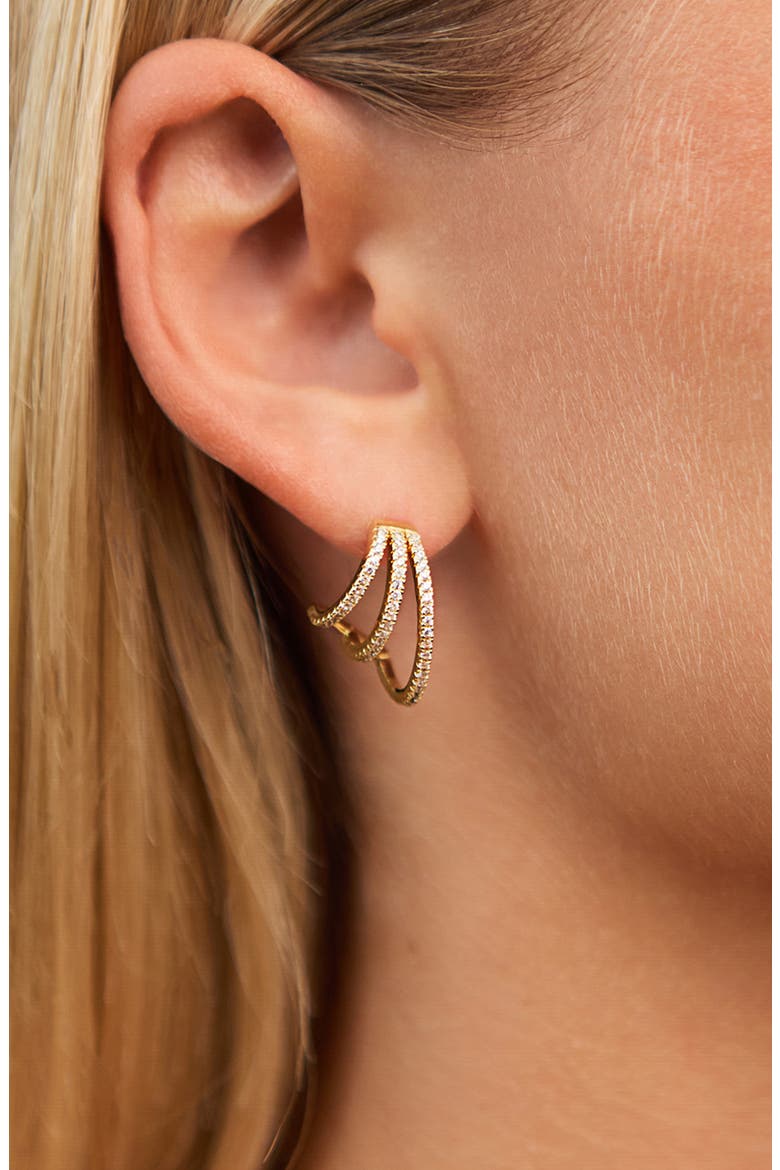 Porter Cubic Zirconia Triple Hoop Earrings, Alternate, color, GOLD