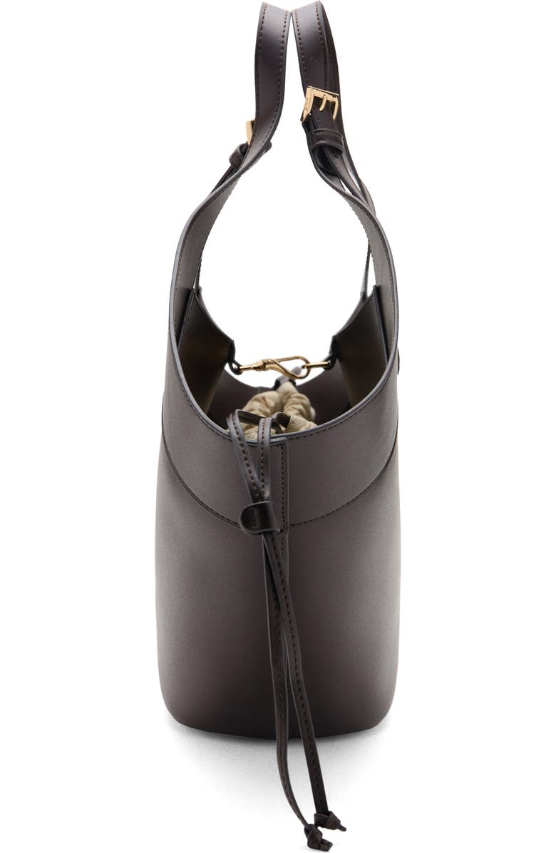 MANGO Large Faux Leather Bucket Bag, Alternate, color, Chocolate