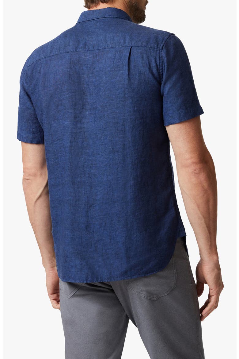 Linen Chambray Short Sleeve Button-Up Shirt, Alternate, color, INDIGO