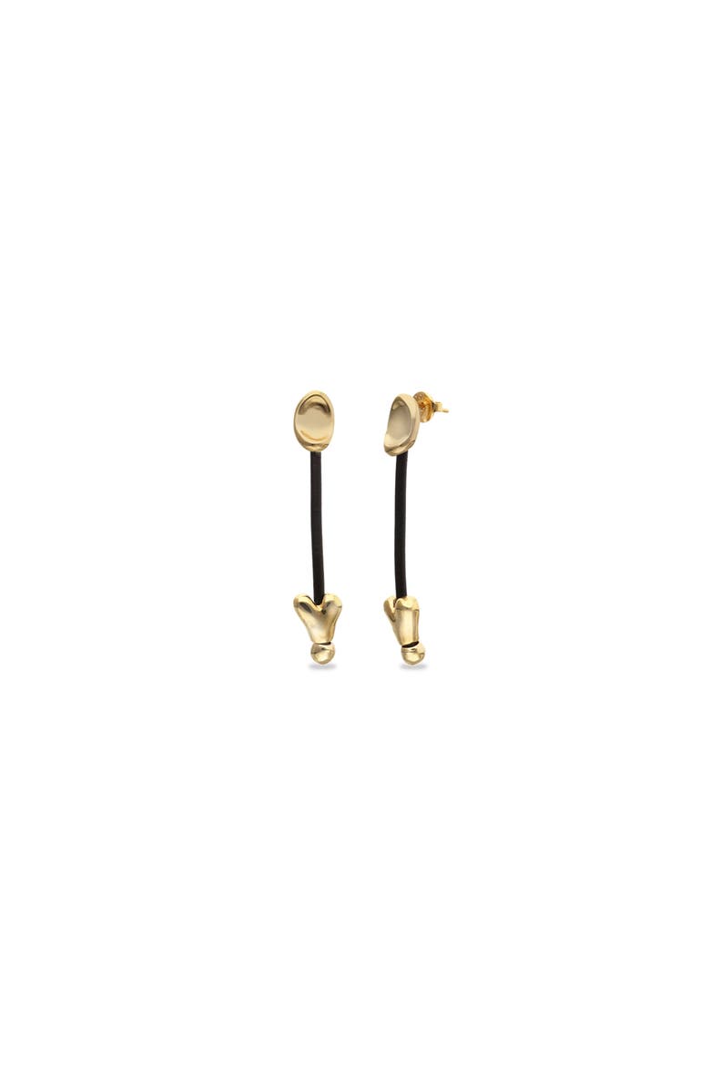 Long Leather Earrings With 18K Gold Plating, Main, color, Gold