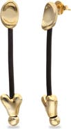 UNODE50 Long Leather Earrings With 18K Gold Plating