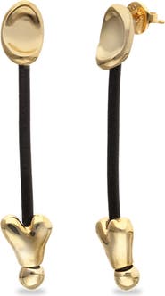UNODE50 Long Leather Earrings with 18K Gold Plating