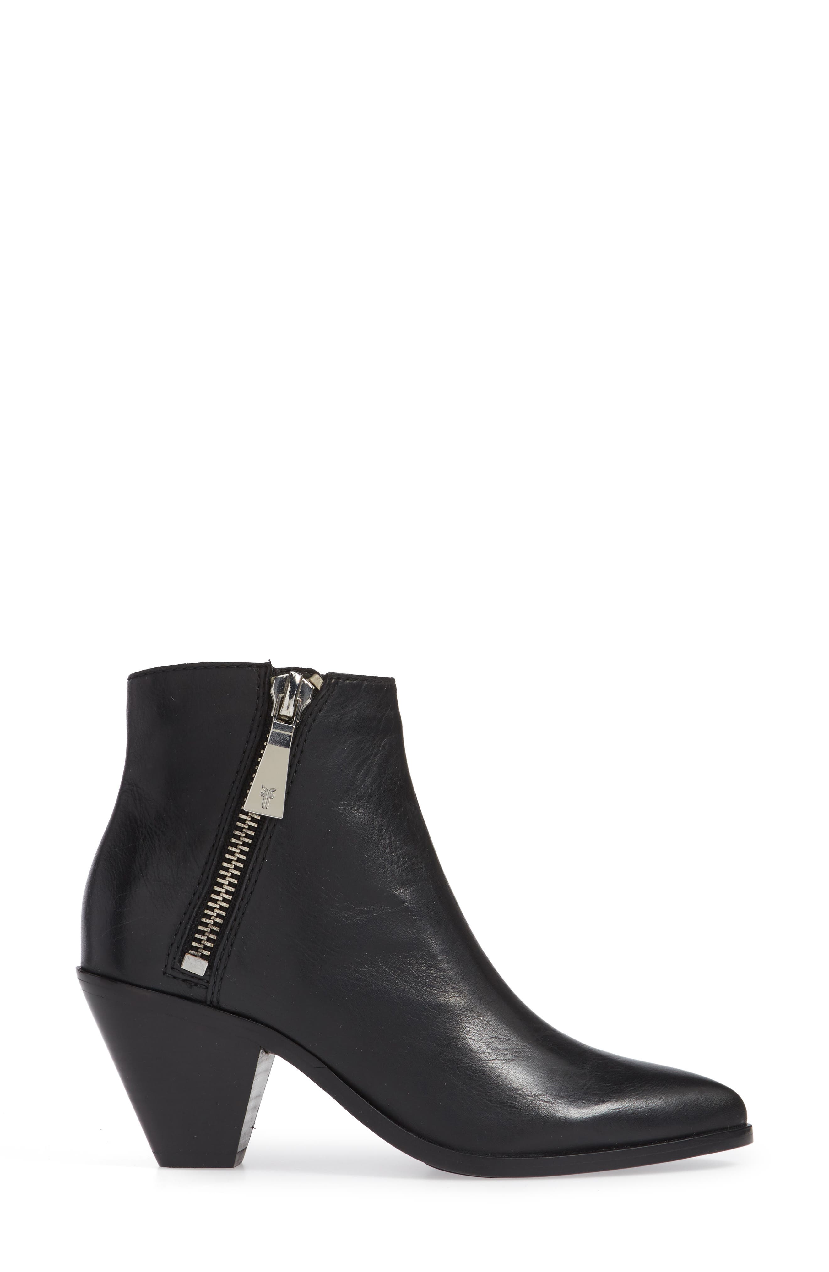Lila Pointy Toe Bootie, Alternate, color, BLACK LEATHER