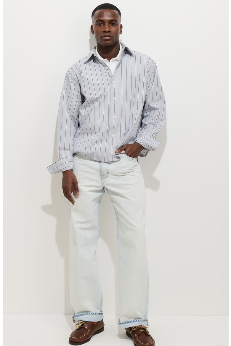 Franklin Loose Fit Stripe Cotton Button-Up Shirt, Alternate, color, IVORY/ BLUE