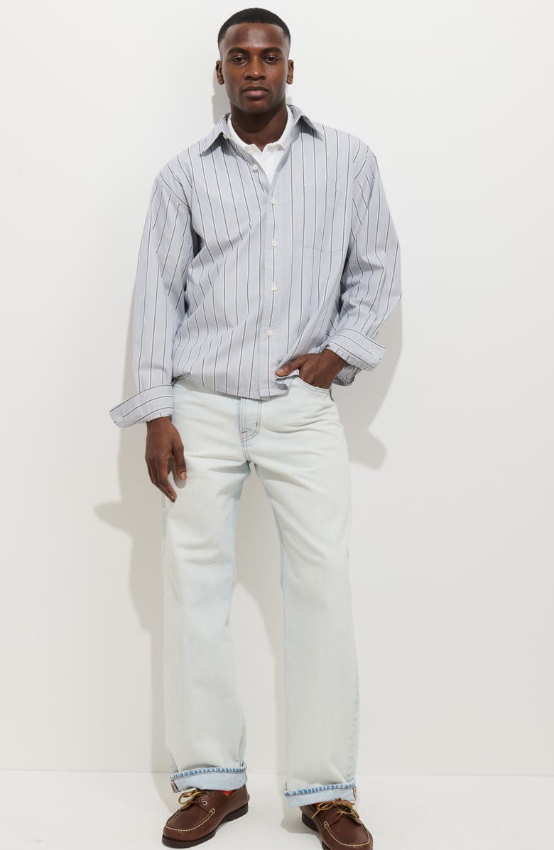 Alex Mill Franklin Loose Fit Stripe Cotton Button-Up Shirt, Alternate, color, Ivory/ Blue