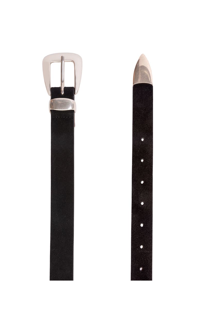 BLACK SUEDE STUDIO Tetra Belt, Alternate, color, Black Suede / Silver