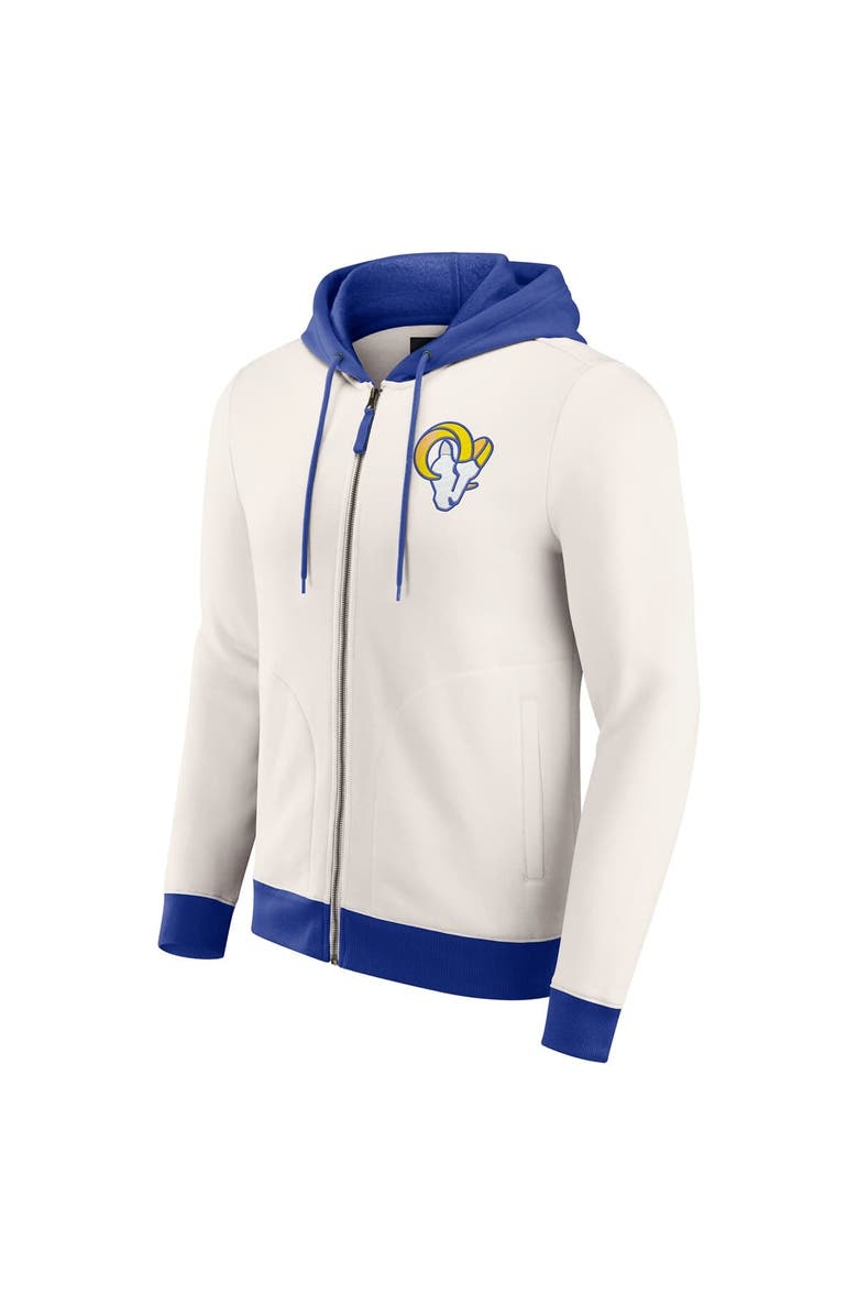 Darius Rucker Collection by Fanatics Men's Darius Rucker Collection by Fanatics Cream Los Angeles Rams Distressed Graphics Full-Zip Hoodie, Alternate, color, 