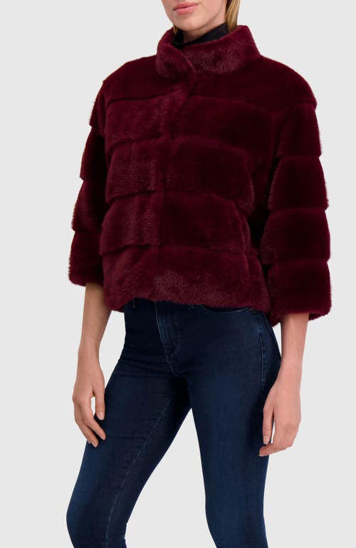 Lyla Grant Fur-free Mink (faux Fur) Jacket In Burgundy