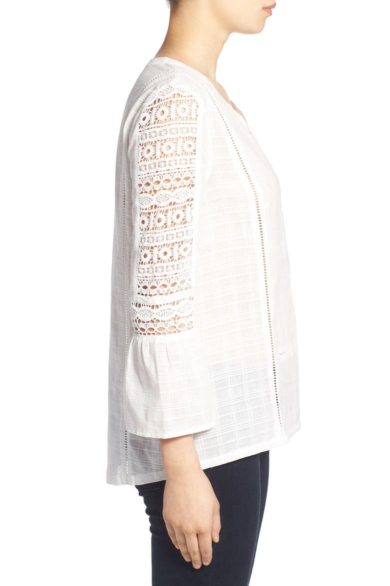 'Elora' Lace Trim Cotton Blouse, Alternate, color, SOY