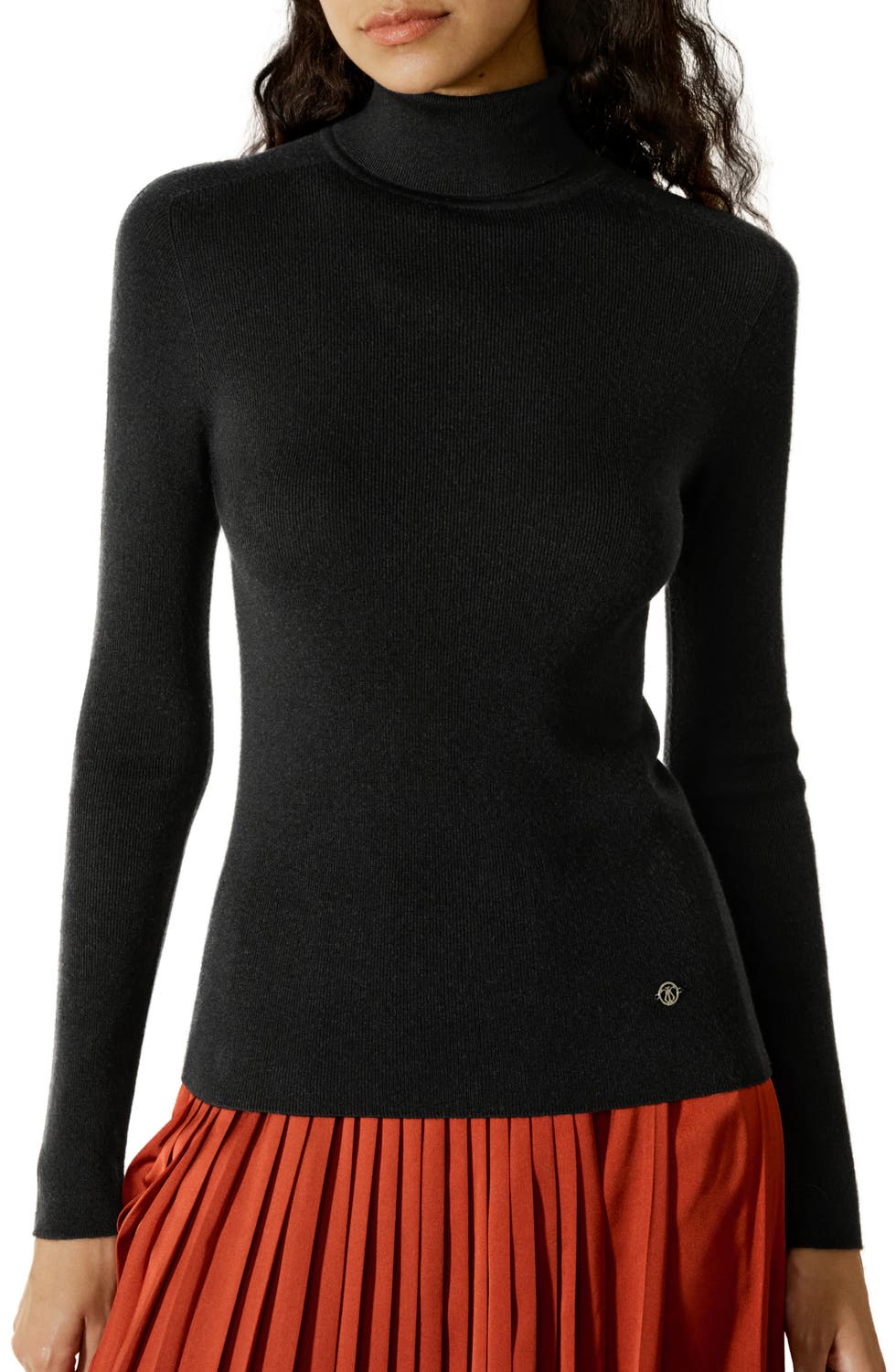 LILYSILK Women's Seamless Silk-Cashmere Blend Turtleneck Sweater